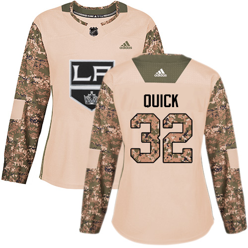 Adidas Kings #32 Jonathan Quick Camo Authentic Veterans Day Women's Stitched NHL Jersey - Click Image to Close